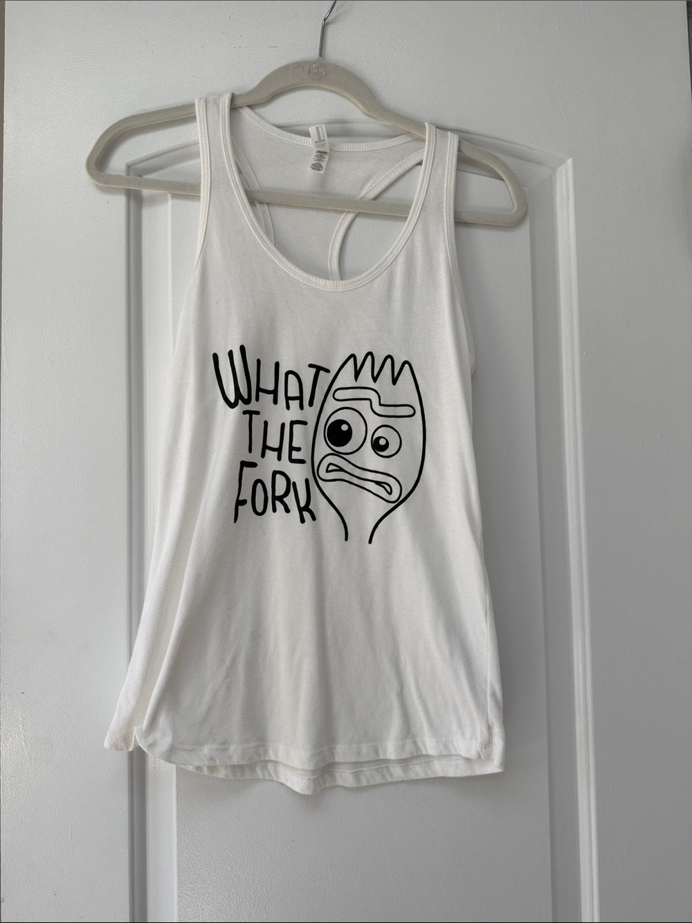White Graphic Tank Top - "What The Fork"